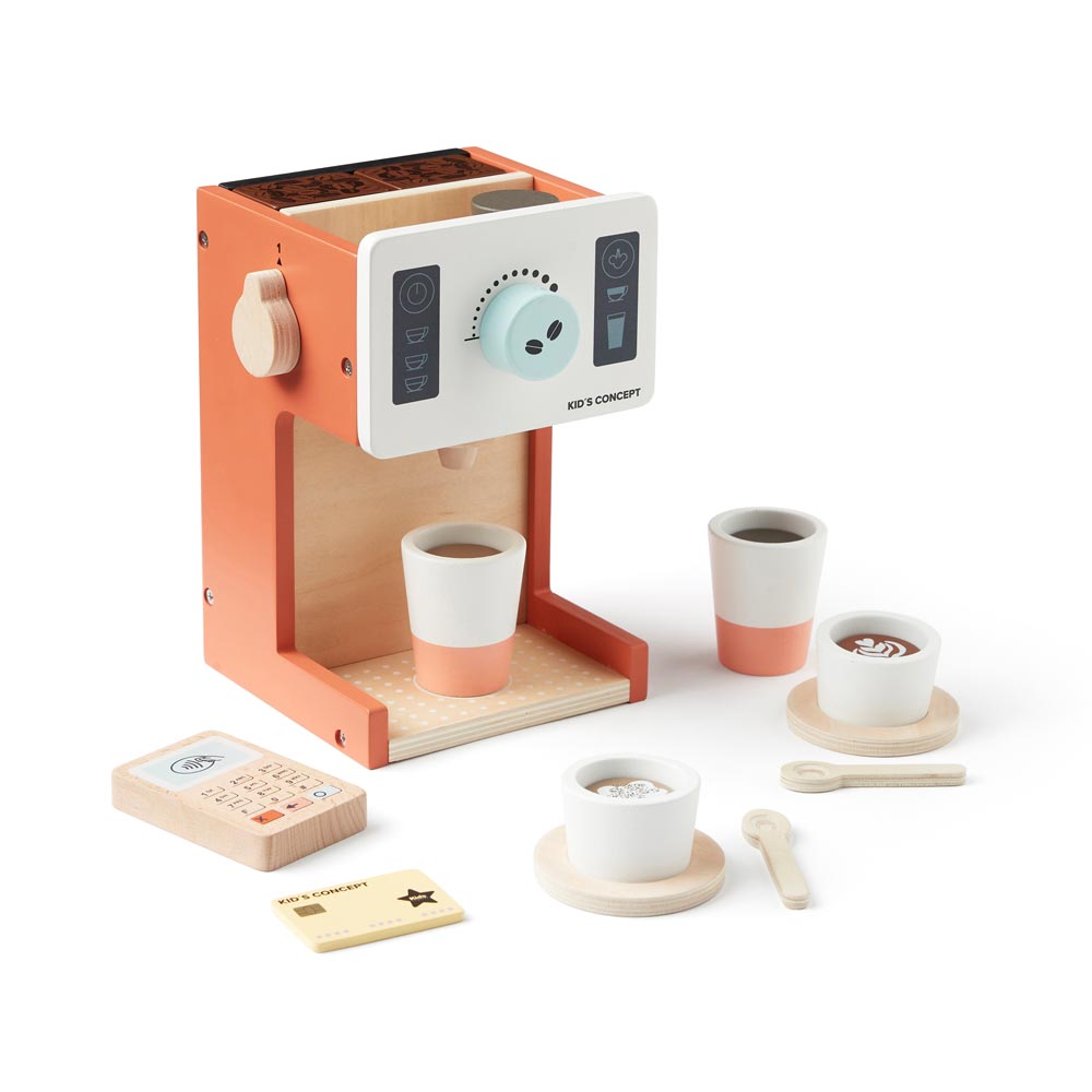 Mamabrum Holz-Eiscafé Spielset – 15-teilig Mit Kaffeemaschine, Eistüten & Eissorten Für Kinder Ab 3 Jahren