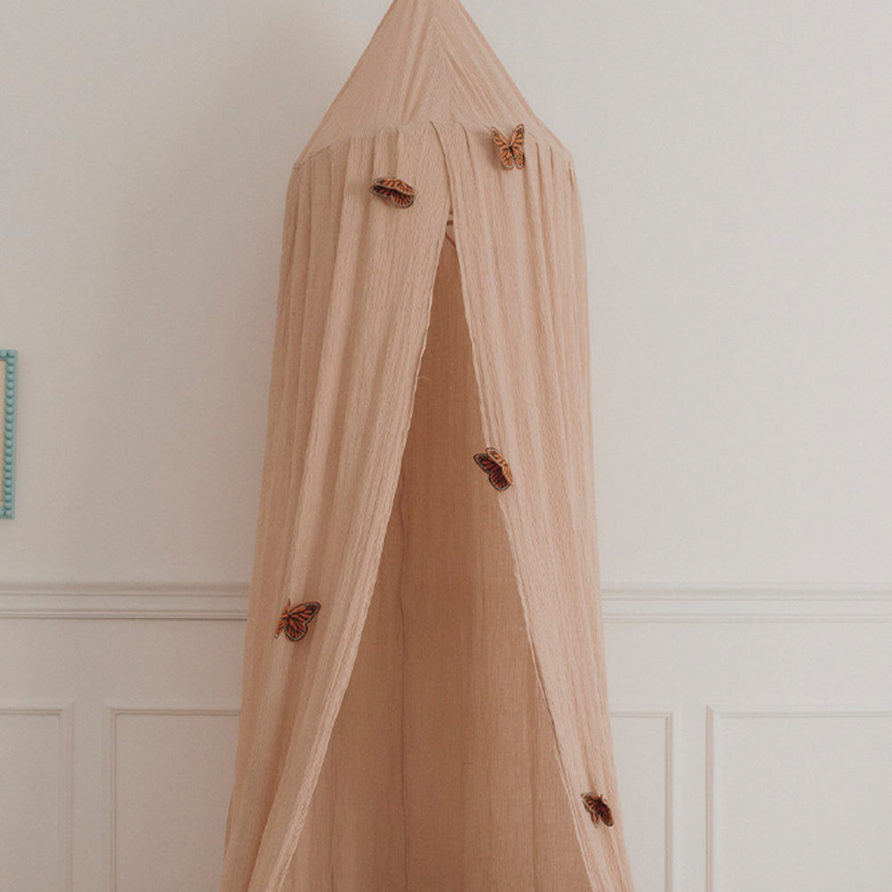 Betthimmel Baldachin aus Baumwolle Crêpe Schwan 245 cm, Rosa