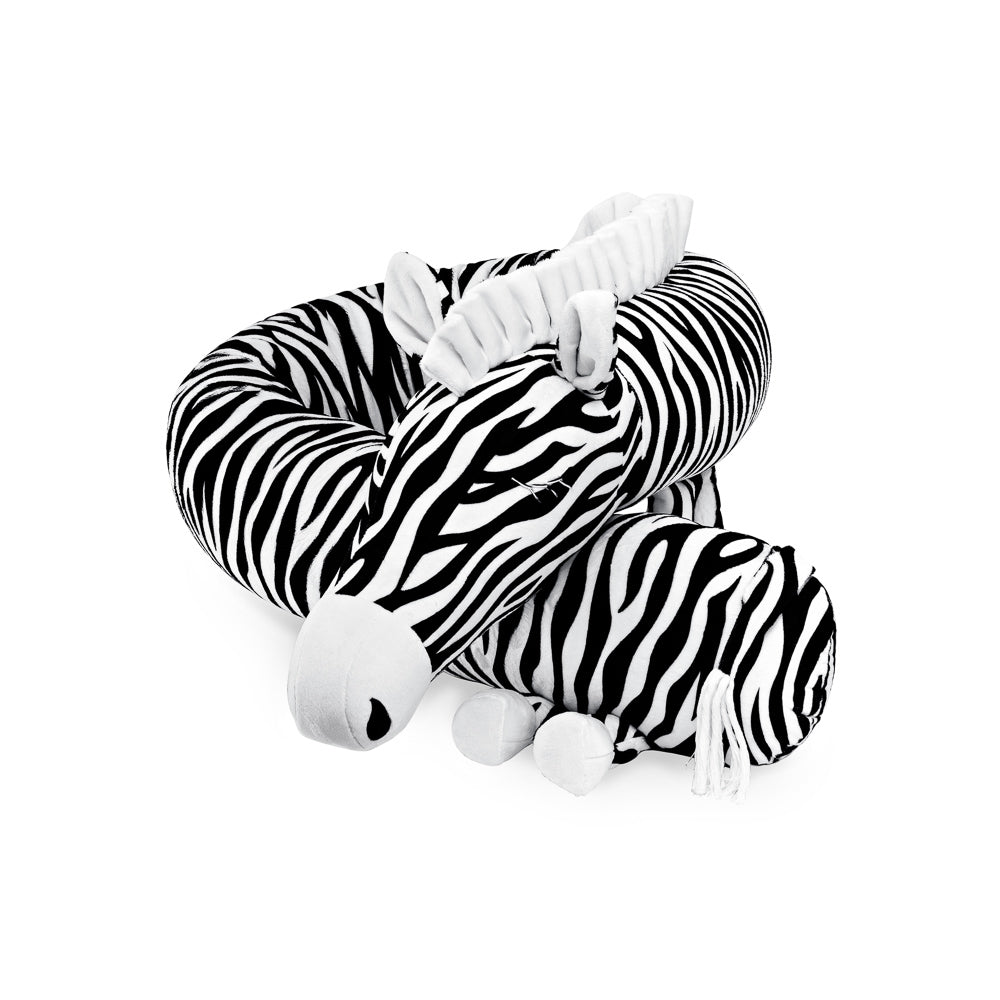 Weiche Bettschlange und Spielkissen Zora das Zebra, kuschelig, sicher und ideal für gemütliche Kinderzimmer und fantasievolles Spielen.