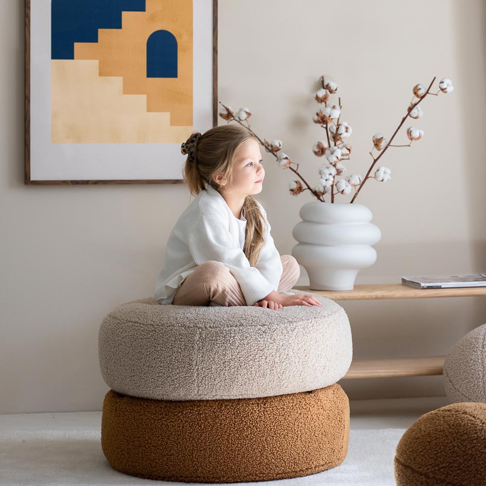 Bodenkissen Pouf aus Teddy-Stoff