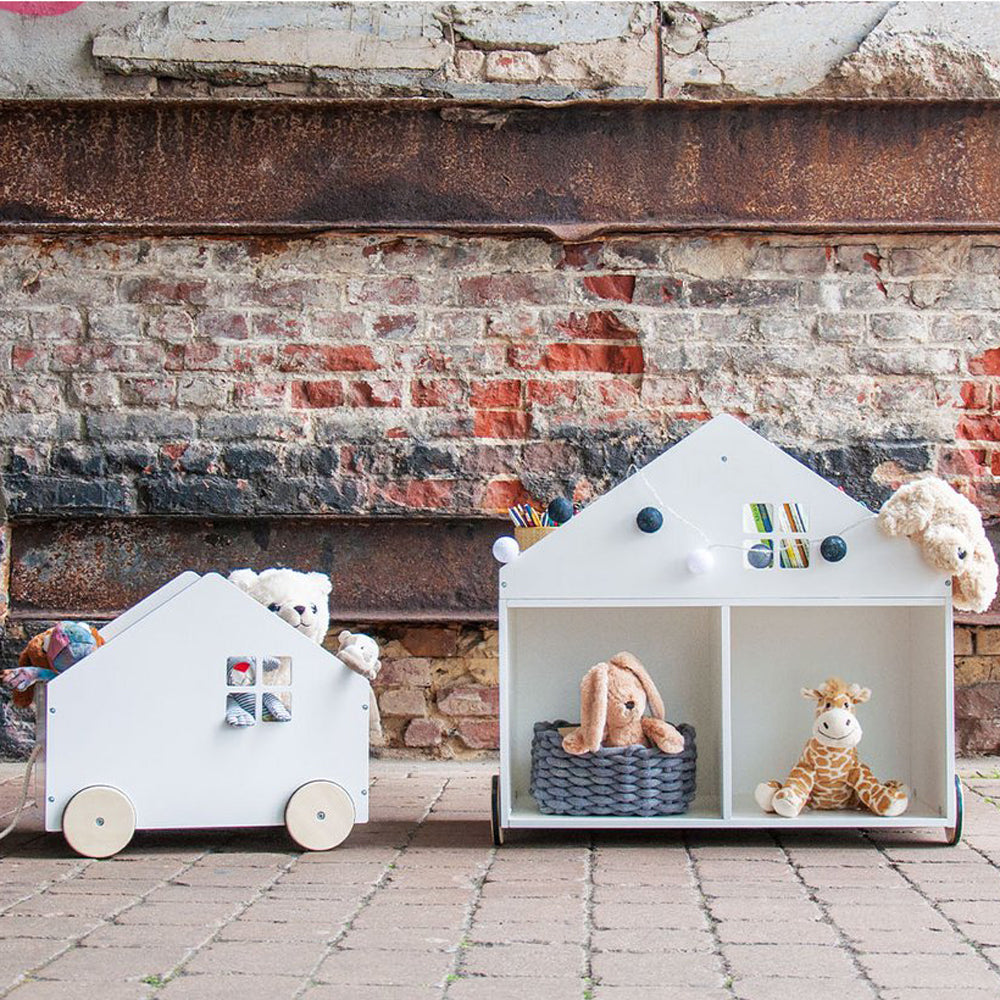 Kinderzimmer Möbel mit Bücherregal Haus auf Rädern, 6 Fächer, ideal für Aufbewahrung im Kinderzimmer und Regale für Kinder Spielsachen