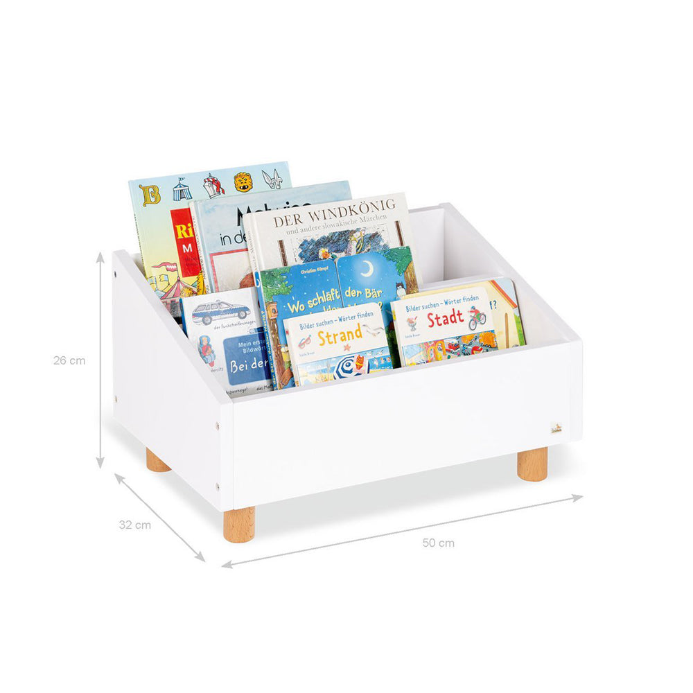 Montessori Bücherregal Bodenregal mit 2 Fächern aus Holz, ideal für Kinderzimmer Möbel und Aufbewahrung im Kinderzimmer, Neu.