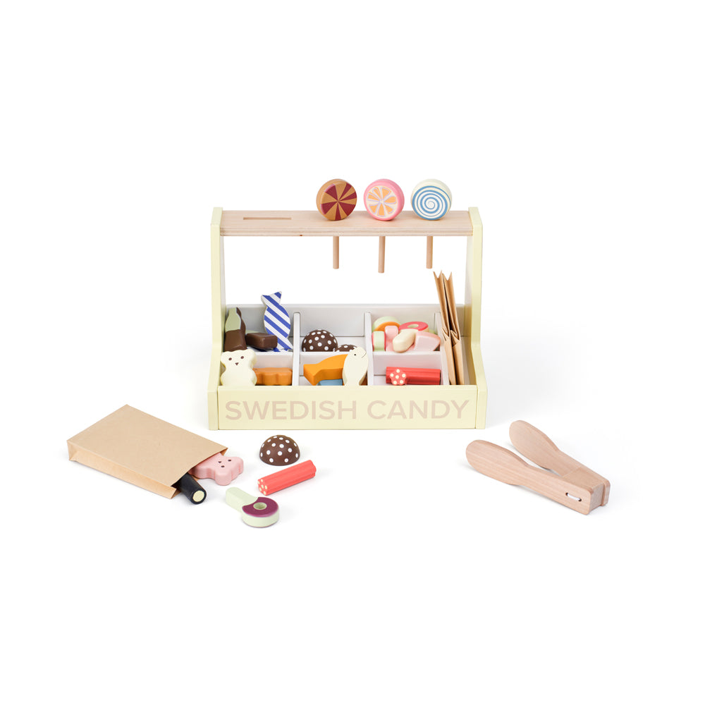 Holz Candybar-Spielset mit 36 Teilen für Kinderküchen, buntes Motorik- & Holzspielzeug, ideal für Spielzeug & Spiele sowie Geschenke.