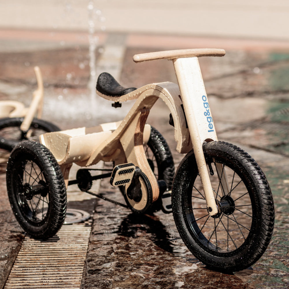 Modulares Dreirad Erweiterungsset aus Holz und Metall für das 3in1 Laufrad, stabil und nachhaltig für Kinder ab 2 Jahren.