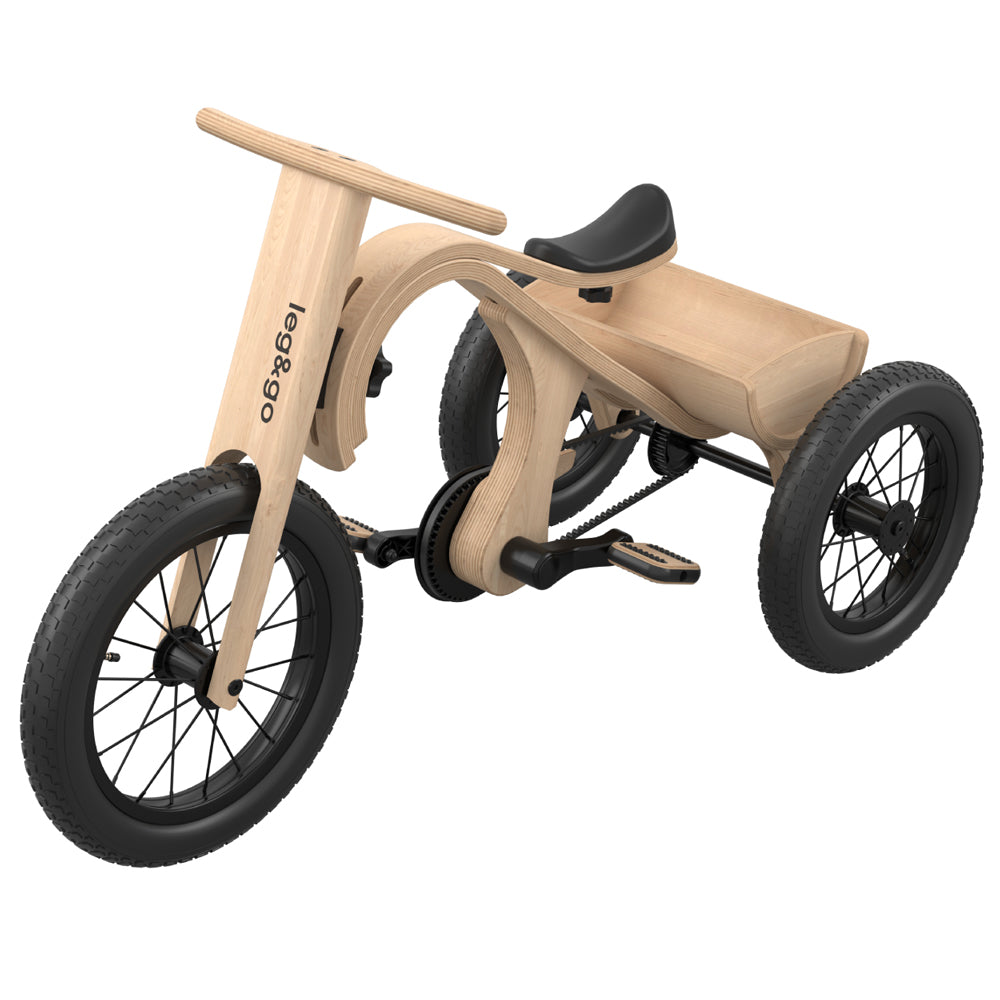Erweiterungsset Dreirad-Modul aus Holz mit Metallrädern für das 3in1 Laufrad, stabil und ideal für Kinder ab 2 Jahren.