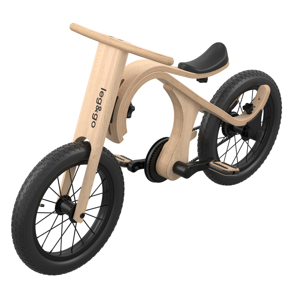 Modulares Laufrad mit Pedalerweiterung aus Holz und langlebigem Gummi, perfekt für Kinder ab 2,5 Jahren für sicheres Fahrradfahren lernen.