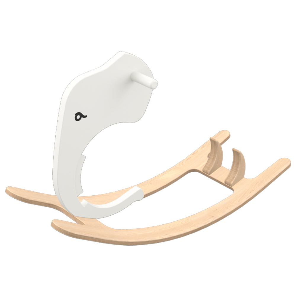 Naturfarbenes Erweiterungsset Schaukelelefant aus lackiertem und bemaltem Birkensperrholz für Laufrad 3in1, fördert Gleichgewicht und Spaß.