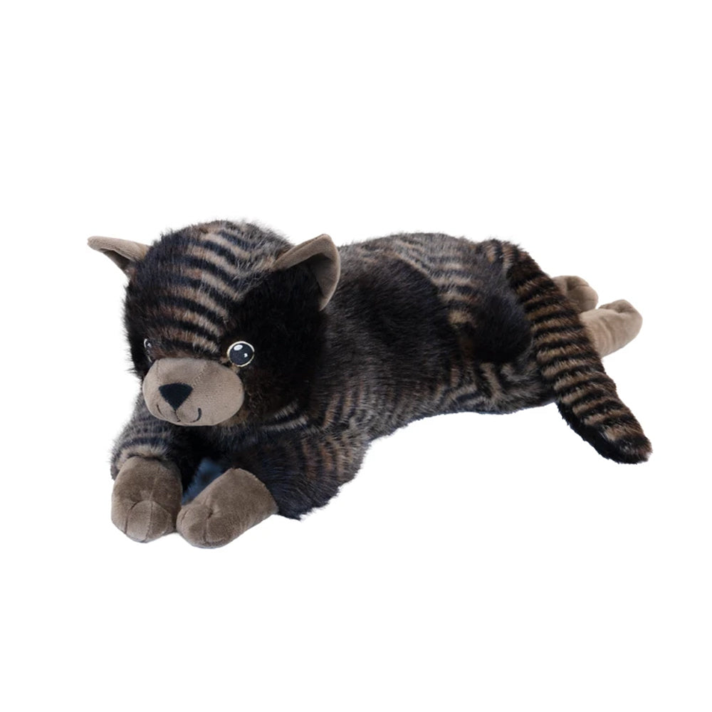 Gewichtetes Kuscheltier Plüschkatze 1,2 kg liegend, ideal als Geschenk aus Spielzeug & Spiele, auch für Hobby Horsing geeignet.