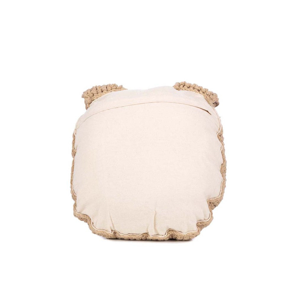 Handgehäkeltes Kuschelkissen Tierwelt mit 38 cm Durchmesser aus weicher Baumwolle, ideal für Kinderzimmer und zum Kuscheln.