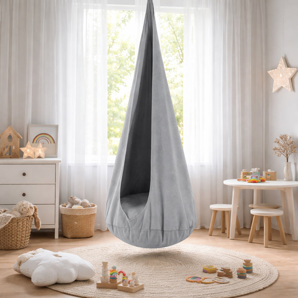 Hängeschaukel Cocoon frosty Grau, mit Kissen & Deckenhaken