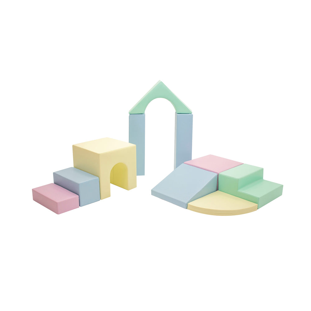 Softblock 10-teiliges Bausteinset in pastellfarben für kreatives Spiel und motorische Förderung im Bereich Spiel & Bewegung Kinder.