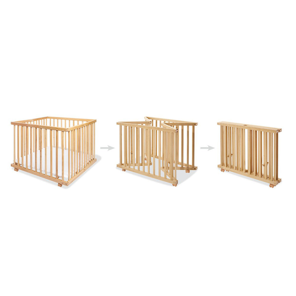 Zusammenklappbares und höhenverstellbares Lauf- und Spielgitter aus Holz, ideal für Babymöbel und Babybetten, Neu in der Kollektion.