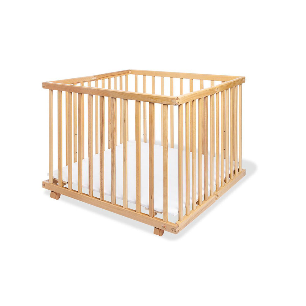 Baby Lauf- und Spielgitter aus Holz, zusammenklappbar und höhenverstellbar, ideal für sichere Babyschlafplätze und Babymöbel Neu Kollektion.