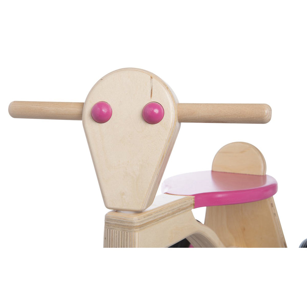 Holz Laufrad für Kleinkinder ab 1 Jahr mit pinkem Sitz, ideal für Spielzeug & Spiele sowie Fahr- und Bewegungsspielzeug.
