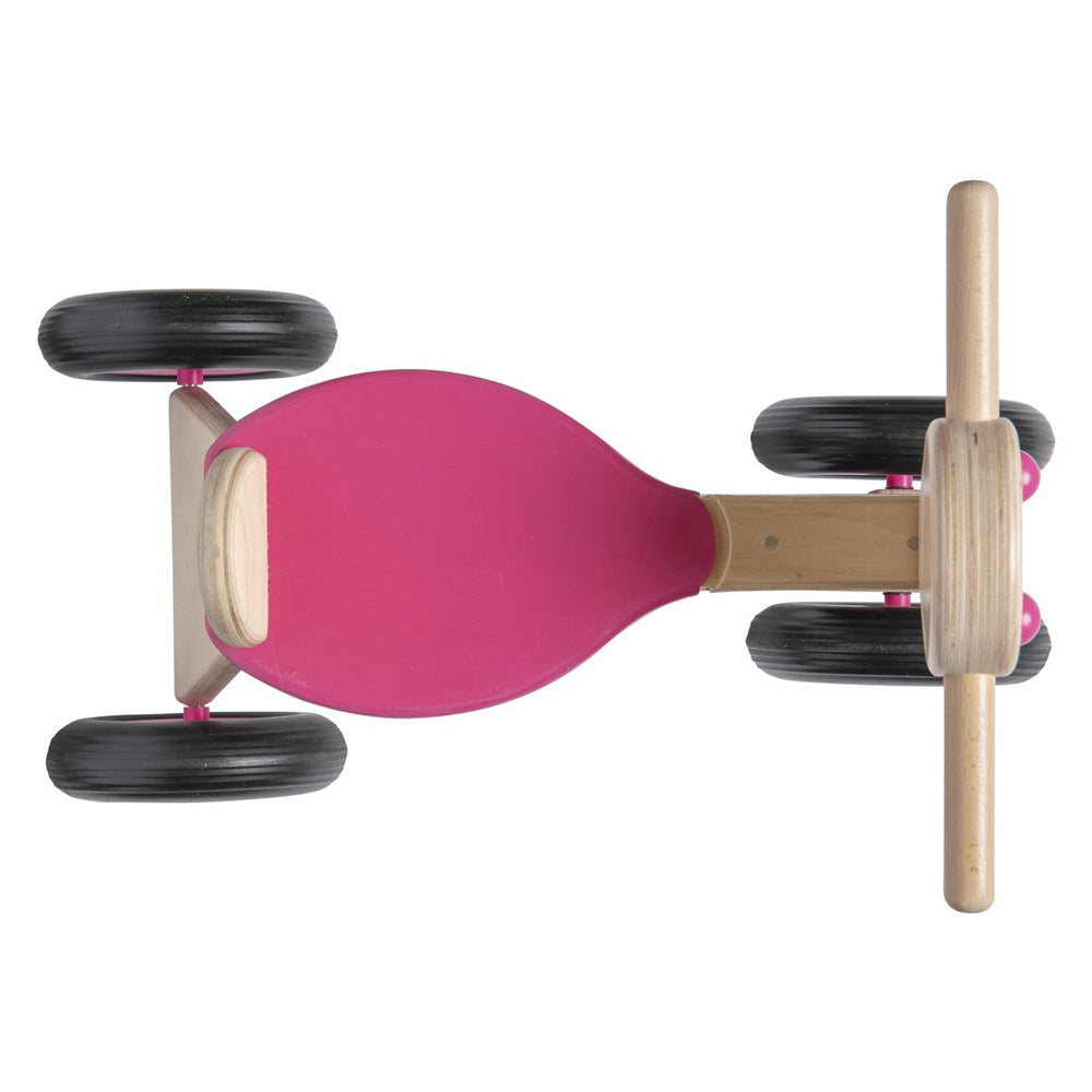Laufrad aus Holz für Kleinkinder ab 1 Jahr mit pinkem Sitz, gummierten Rädern, ideal für Spielzeug & Spiele sowie Fahr- und Bewegungsspielzeug.