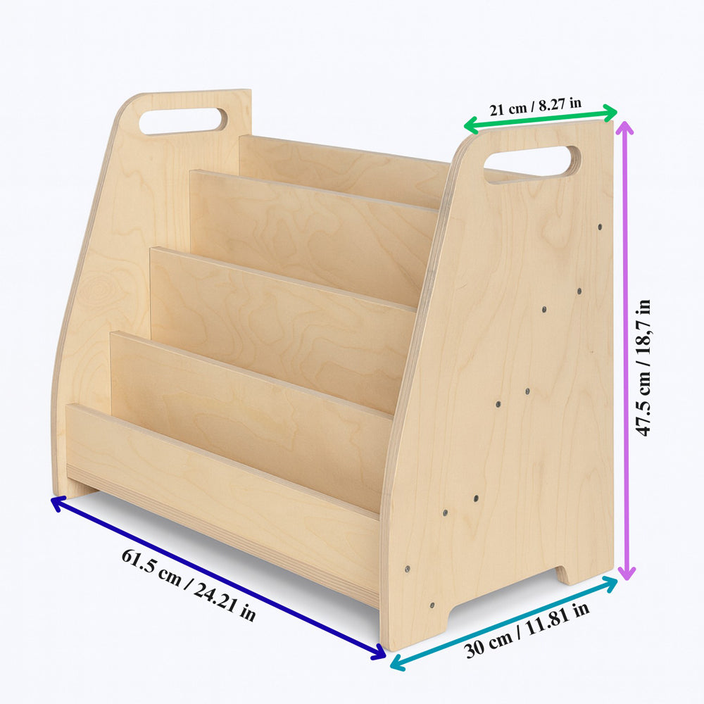 Handgefertigtes Montessori Bücherregal aus Holz, ideal für Kinderzimmer Möbel, Aufbewahrung und Spielmöbel im Montessori Stil