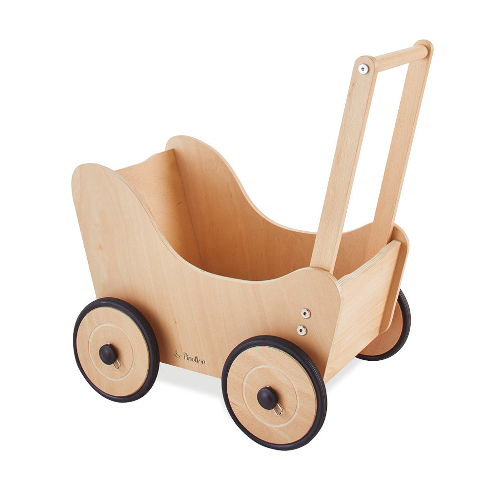 Puppen- und Lauflernwagen aus Holz mit Bremssystem, ideal für Spielzeug & Spiele sowie Spiel & Bewegung Kinder, Geschenkideen und Neuheiten.