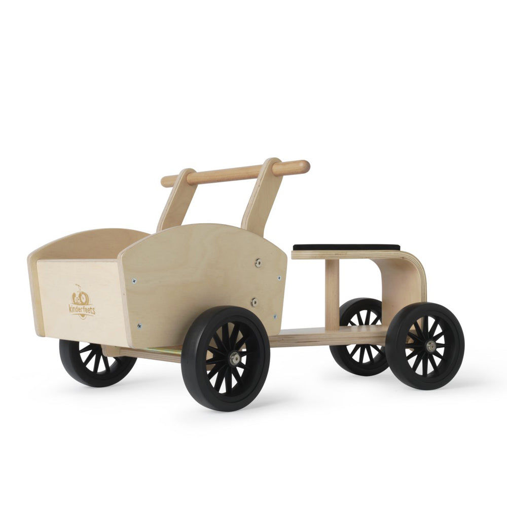 Nachhaltiges Rutschfahrzeug Lastenrad aus Birkenholz für Kinder ab 12 Monate, ideal für Geschenke und Spiel & Bewegung Kinder.