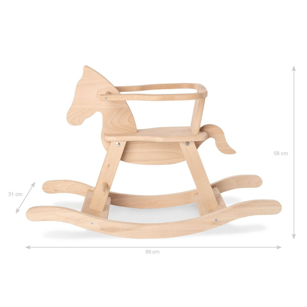 Schaukelpferd aus Holz mit Sicherheitsbügel, Teil der Kollektion Fahr, Wipp- & Schaukelspielzeug für Kinder und Geschenke.