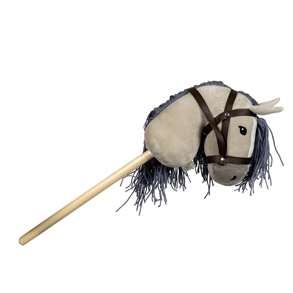 Steckenpferd Hobby Horsing in grau mit braunem Zaumzeug aus der Themenwelt Spiel & Bewegung Kinder, ideal als Geschenk und Spielzeug.