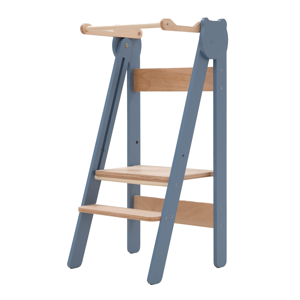 Tritthocker Lernstuhl klappbar mit 2 höhenverstellbaren Stufen, ideal für Gelbes Kinderzimmer, Pikler & Montessori Sammlungen.