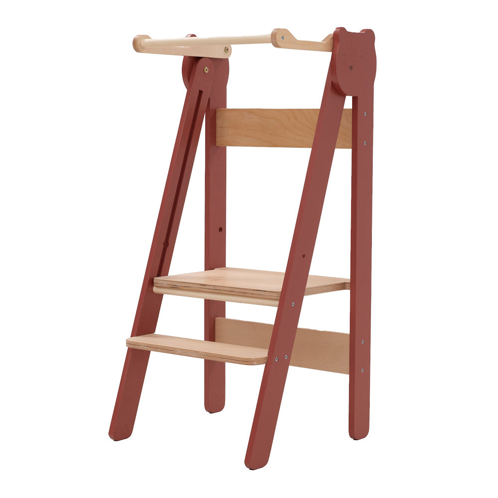 Tritthocker Lernstuhl klappbar mit zwei höhenverstellbaren Stufen, ideal für Gelbes Kinderzimmer, Pikler & Montessori Sammlung.