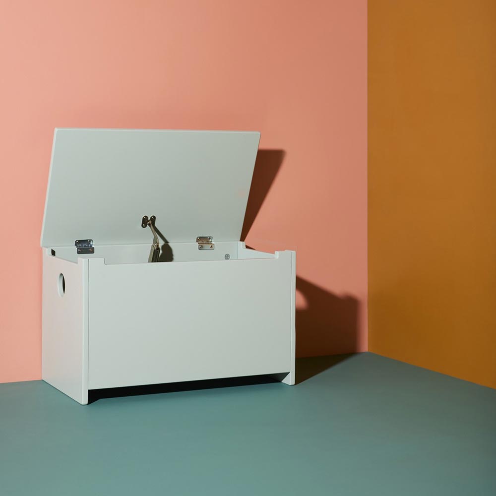 Sitzbank Truhe aus Holz in Mint mit Stauraum, kinderfreundlich, ideal für Aufbewahrung im Kinderzimmer und als Sitzmöbel für Kinder.