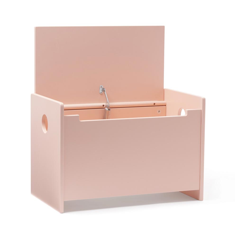 Sitzbank Truhe aus Holz in Apricot mit Stauraum, ideal für Aufbewahrung im Kinderzimmer und gemütliches Sitzmöbel für Kinder.