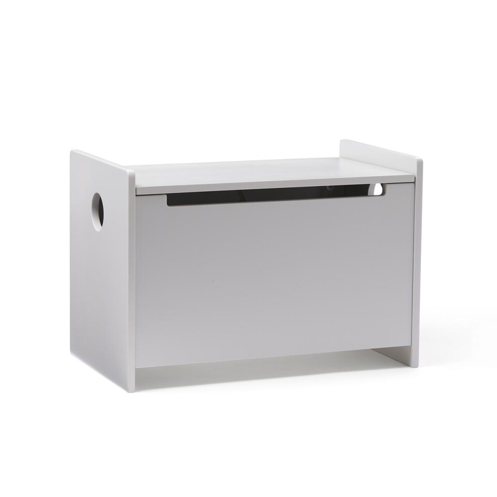 Moderne Sitzbank Truhe aus Holz in Weiß mit Stauraum, ideal als Sitzmöbel für Kinder und Ordnungslösung im Kinderzimmer.