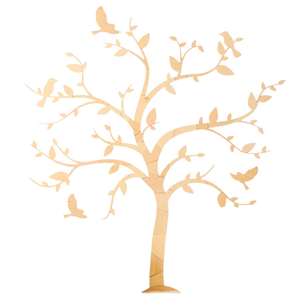 Wanddeko Baum Holz mit Vögeln