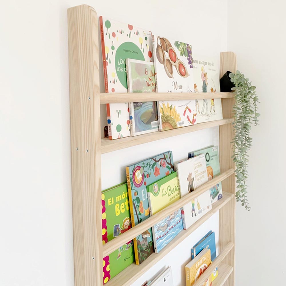 aufbewahrung kinderbücher Montessori Bücherregal Scandi