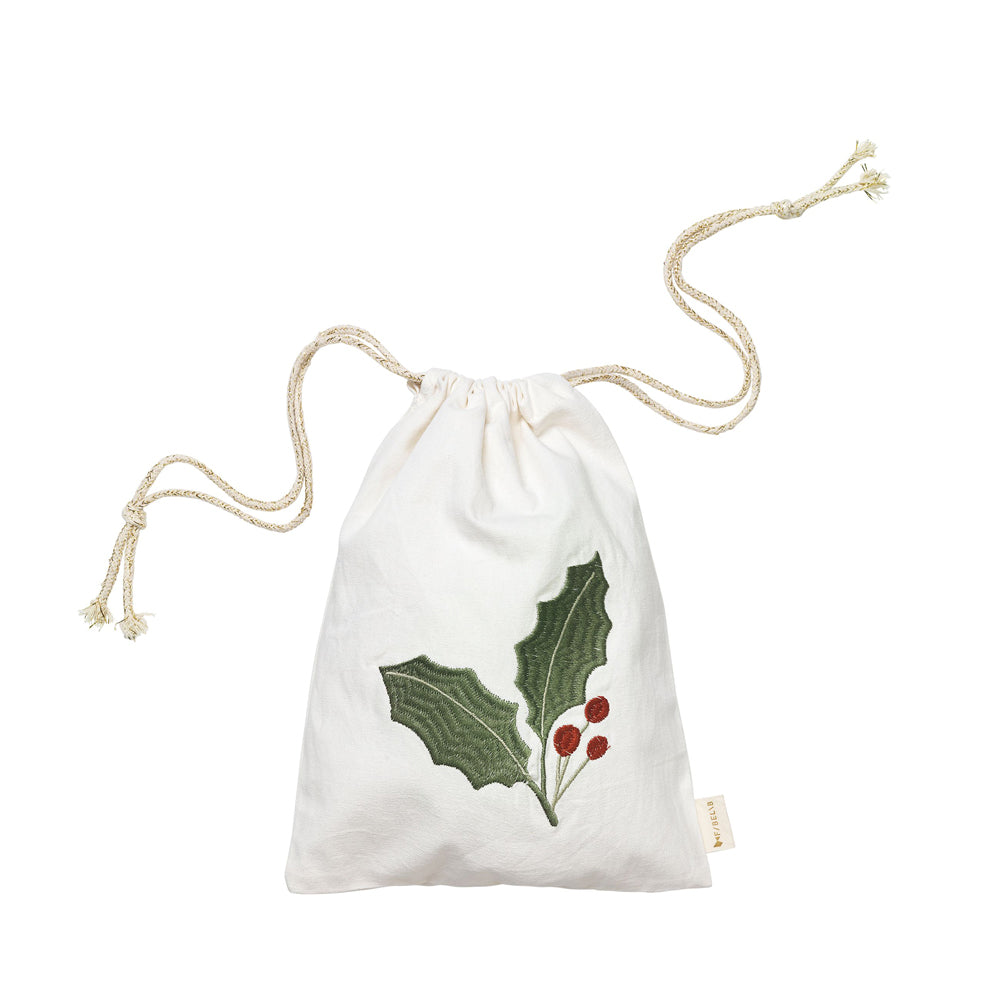 Weihnachts-Geschenk-Säckchen aus Bio Baumwolle mit Stickerei, 34 x 23 cm, ideal für Textilien und Accessoires im Kinderzimmer.