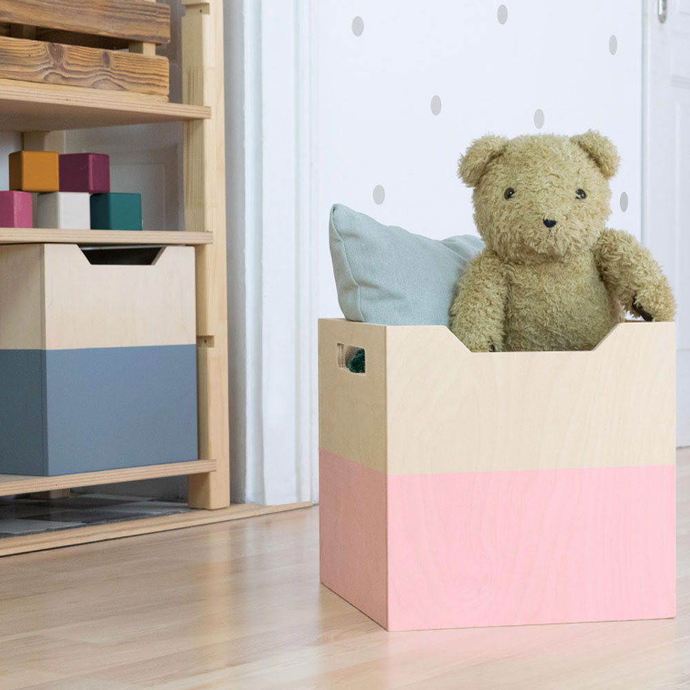 Holz-Aufbewahrungsbox BOKS mit breitem Ausschnitt, Aufbewahrungsbehälter - Kindersein