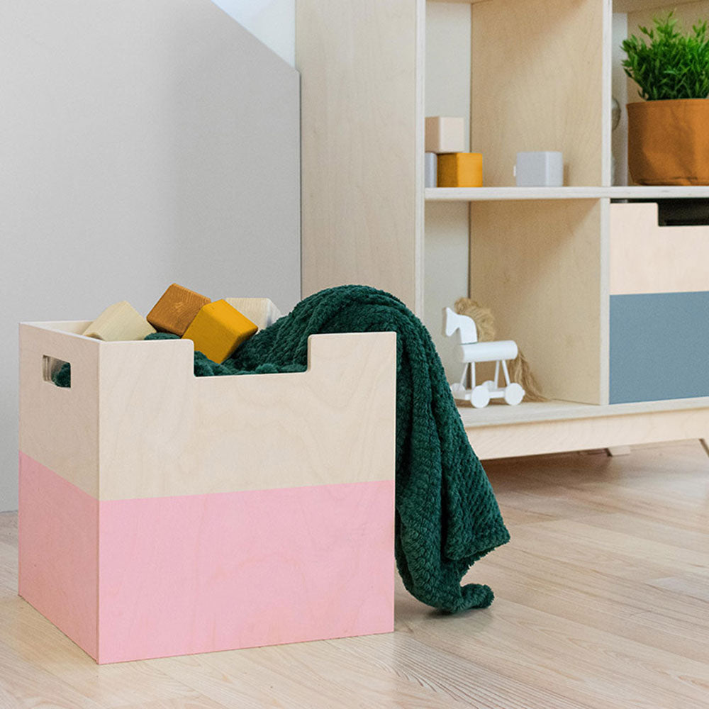 Holz-Aufbewahrungsbox BOKS mit rechteckigem Ausschnitt, Aufbewahrungsbehälter - Kindersein