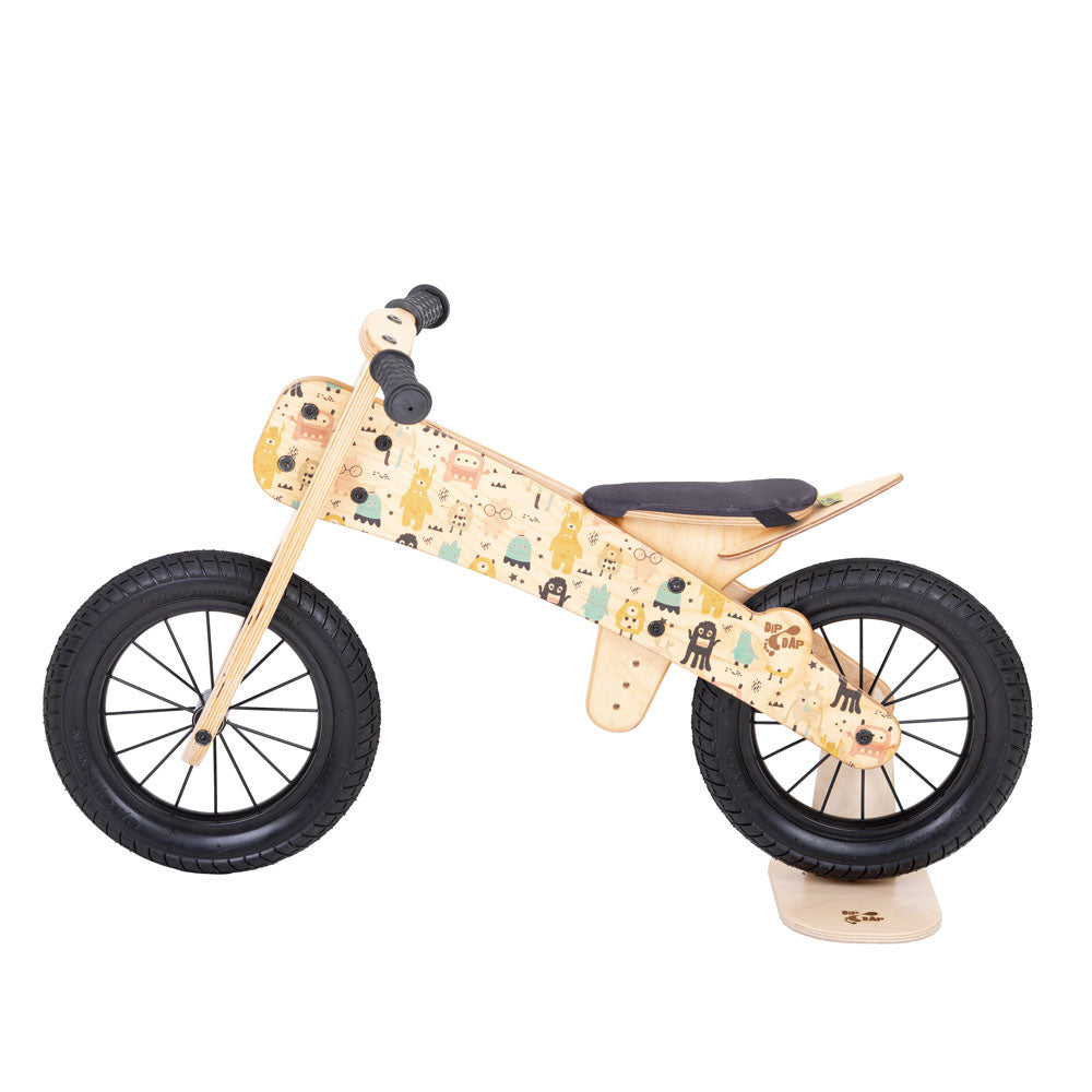 kinderrad holz Kinderlaufrad aus nachhaltigem Holz, Monster Motiv