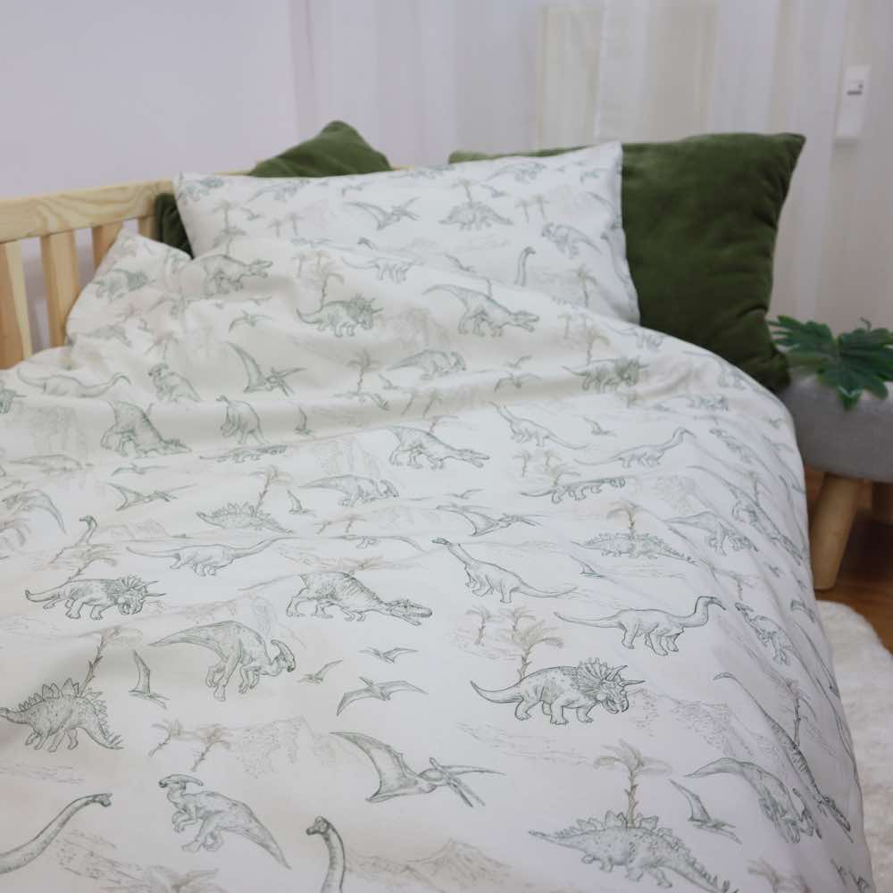 Dinowelt Bettwäsche Set aus Baumwolle, Für das Kinderbett - Kindersein