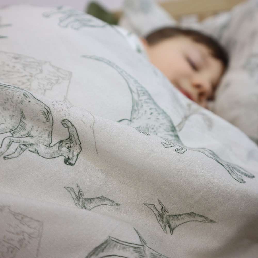 Dinowelt Bettwäsche Set aus Baumwolle, Für das Kinderbett - Kindersein