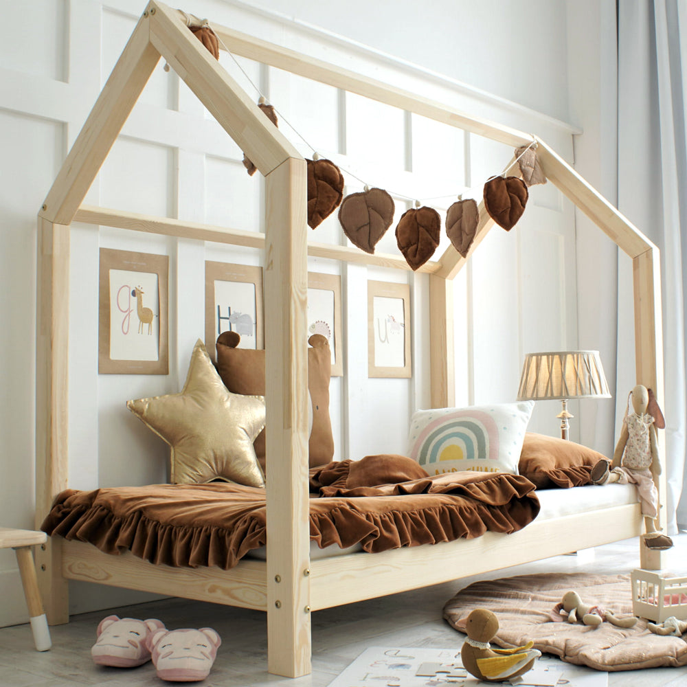 Kinder Hausbett Classic aus Holz, Hausbett-Kiefer - Kindersein
