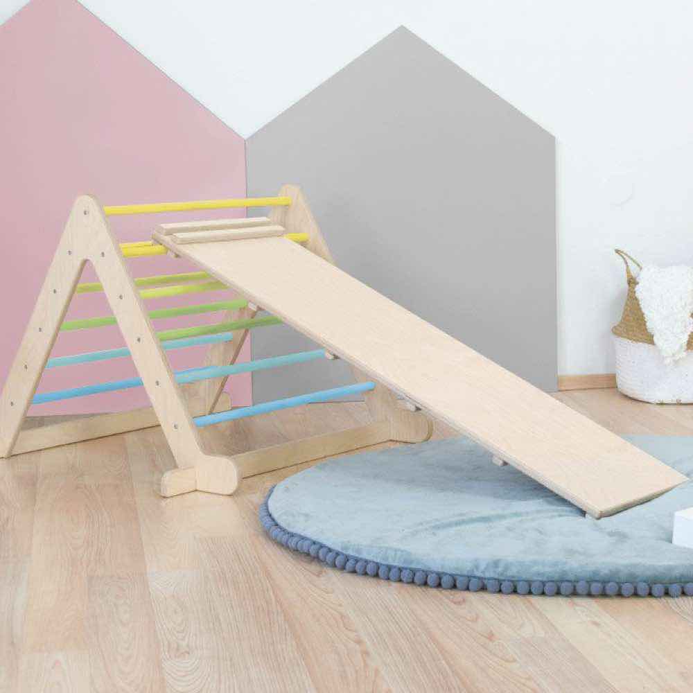 Kinder Pikler-Dreieck mit Rutsche mehrfarbig, Fahr, Wipp- & Schaukelspielzeug - Kindersein