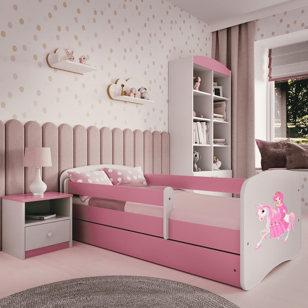 Kinderbett mit Rausfallschutz Sweetdreams, reitende Prinzessin Motiv, Kinderbett - Kindersein