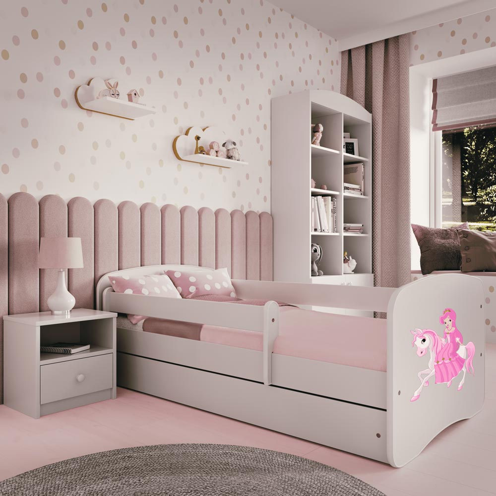 Kinderbett mit Rausfallschutz Sweetdreams, reitende Prinzessin Motiv, Kinderbett - Kindersein