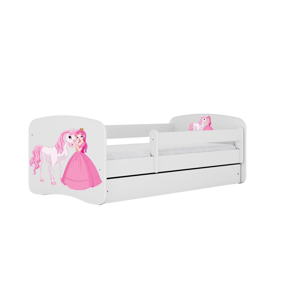 Kinderbett mit Rausfallschutz Sweetdreams, Prinzessin und Pferd Motiv, Kinderbett - Kindersein
