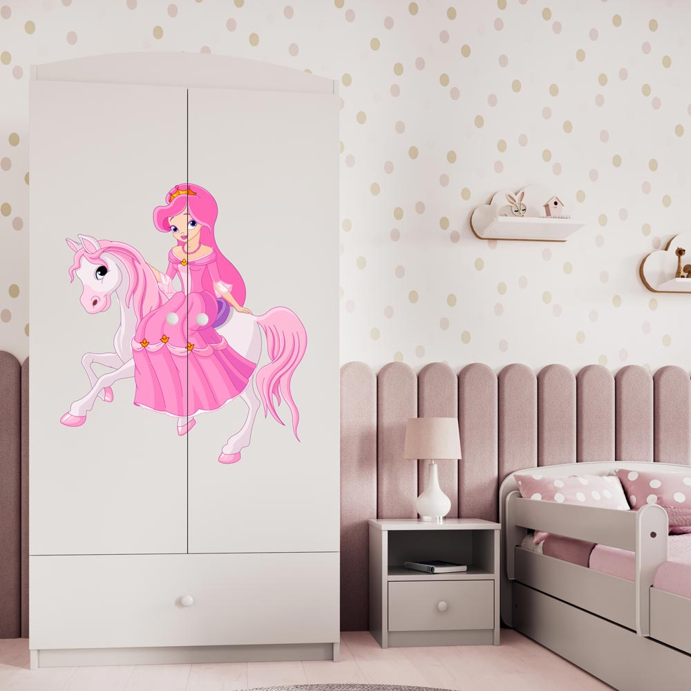 Kleiderschrank für Kinder Sweetdreams, reitende Prinzessin Motiv, Kleiderschrank - Kindersein