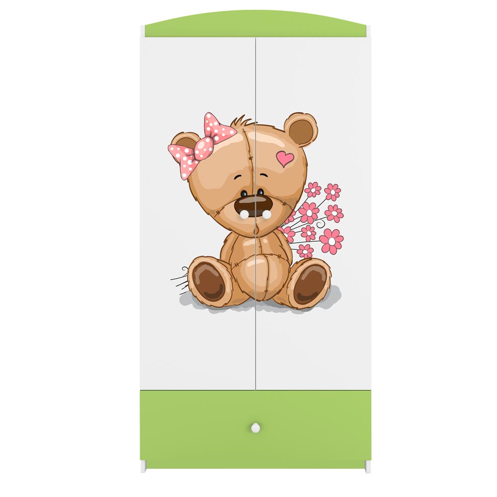 Kleiderschrank für Kinder Sweetdreams, Teddybär mit Blumen Motiv, Kleiderschrank - Kindersein