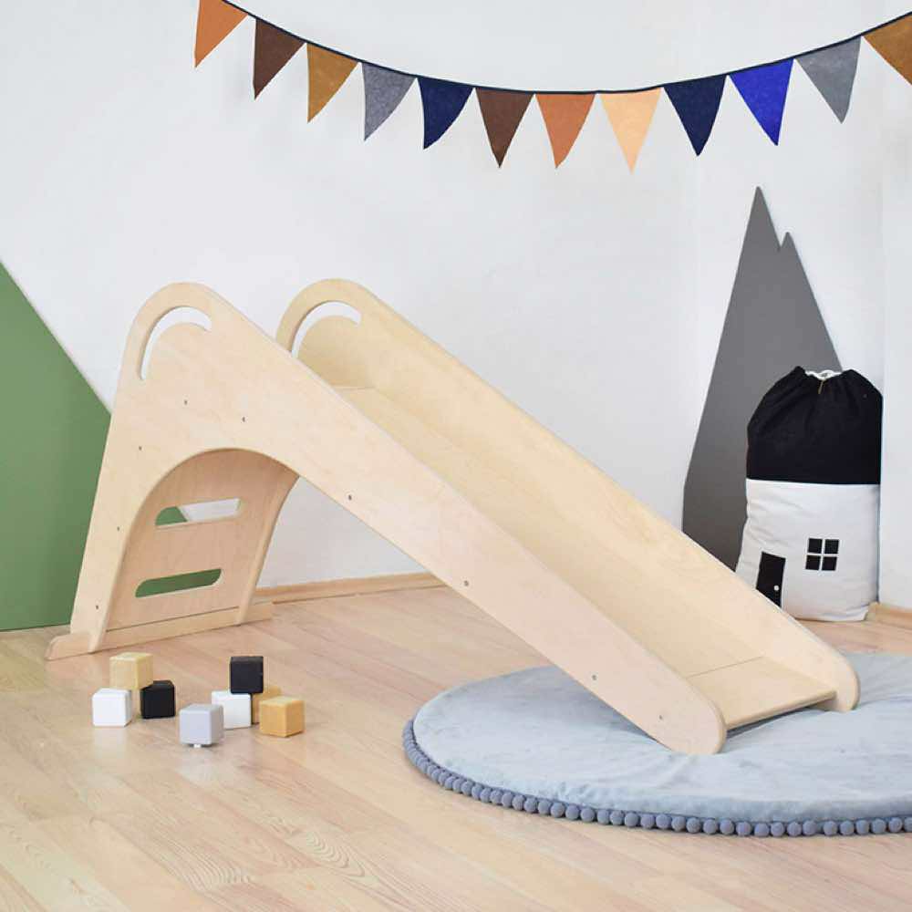 Kinder-Rutsche aus Holz für drinnen, Fahr, Wipp- & Schaukelspielzeug - Kindersein