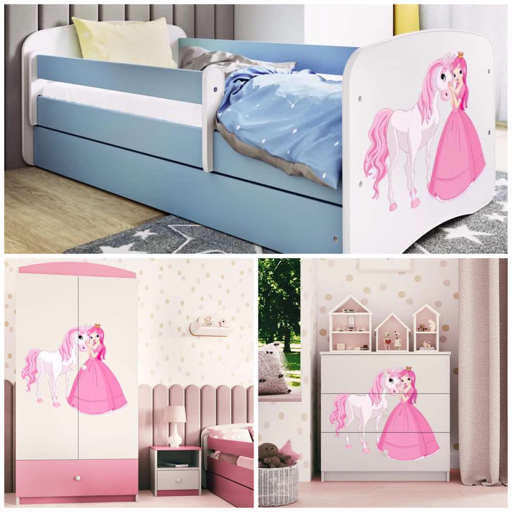 Kinderzimmer-Möbel Komplettset Prinzessin & Pferd | Bett, Kommode & Schrank, Kinderzimmer-Sets - Kindersein