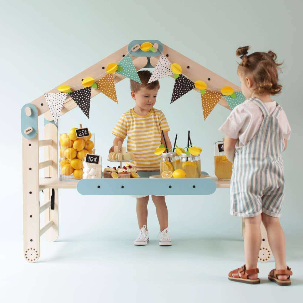 Pikler Kaufladen & klettern  | Set aus Dreiecken & Rutsche, Pikler-Sets - Kindersein