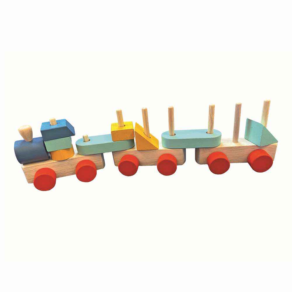 Steck-Holzspielzeug Zug, Holzsteckpuzzle - Kindersein