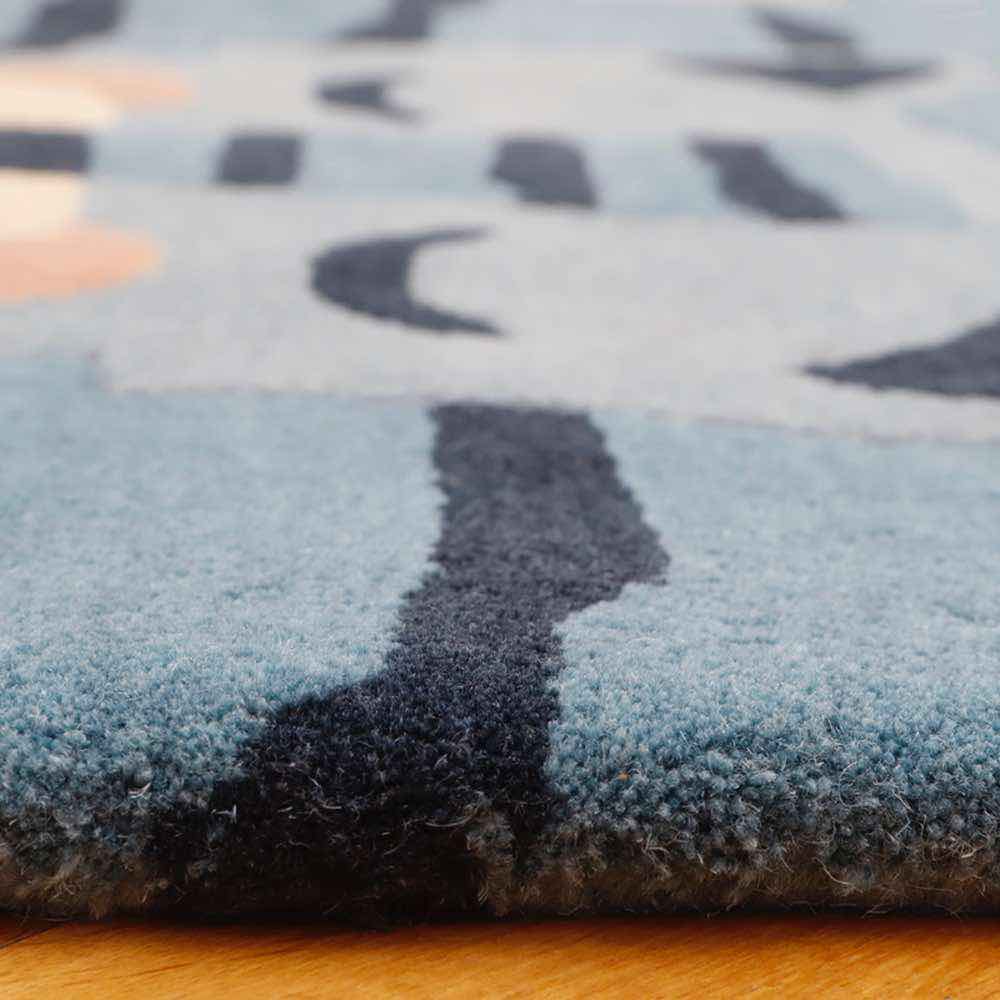 Teppich mit Tiger Muster in blau 62 x 125 cm, Kinderteppich - Kindersein